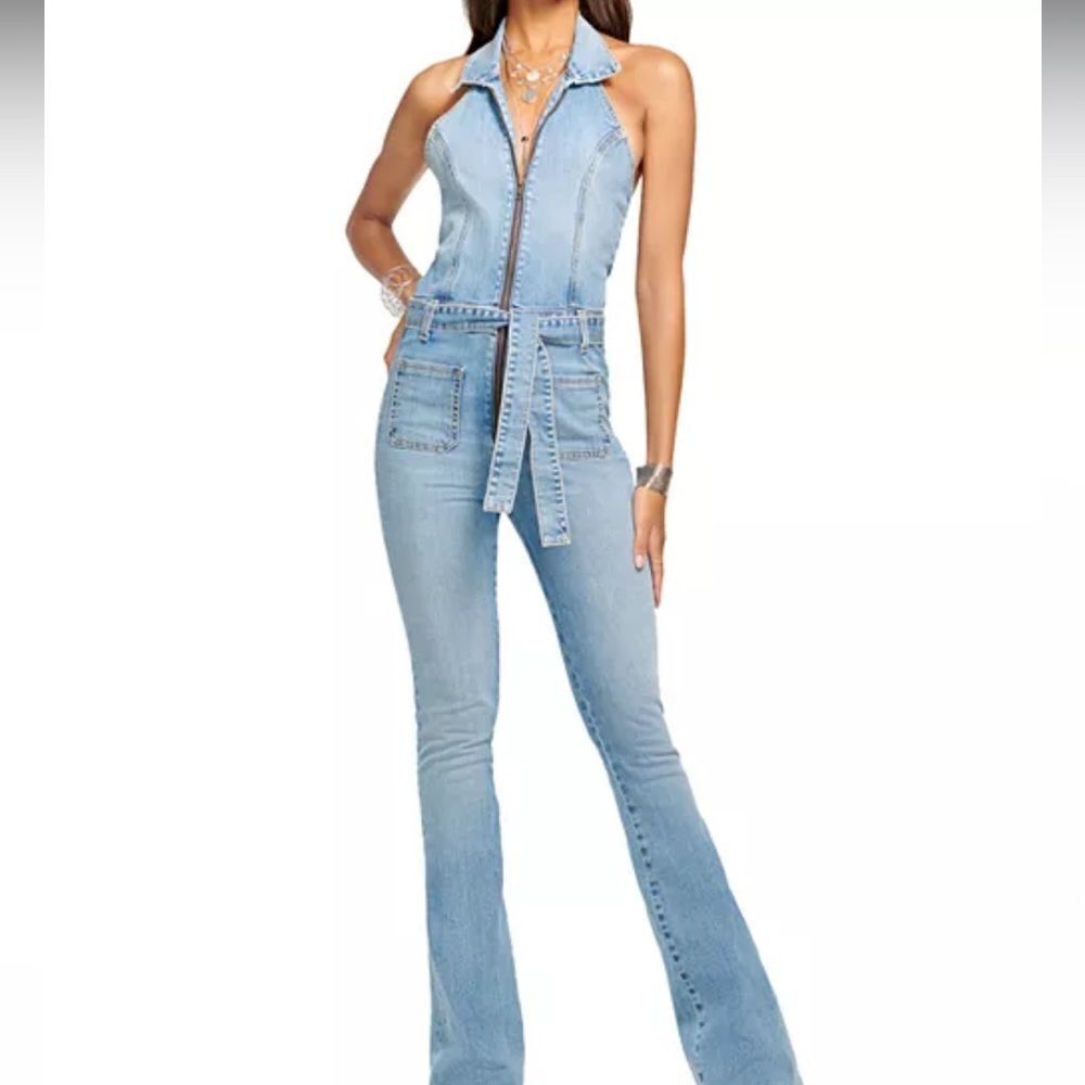 Ramy Brook Candy Halter Denim Jumpsuit 26